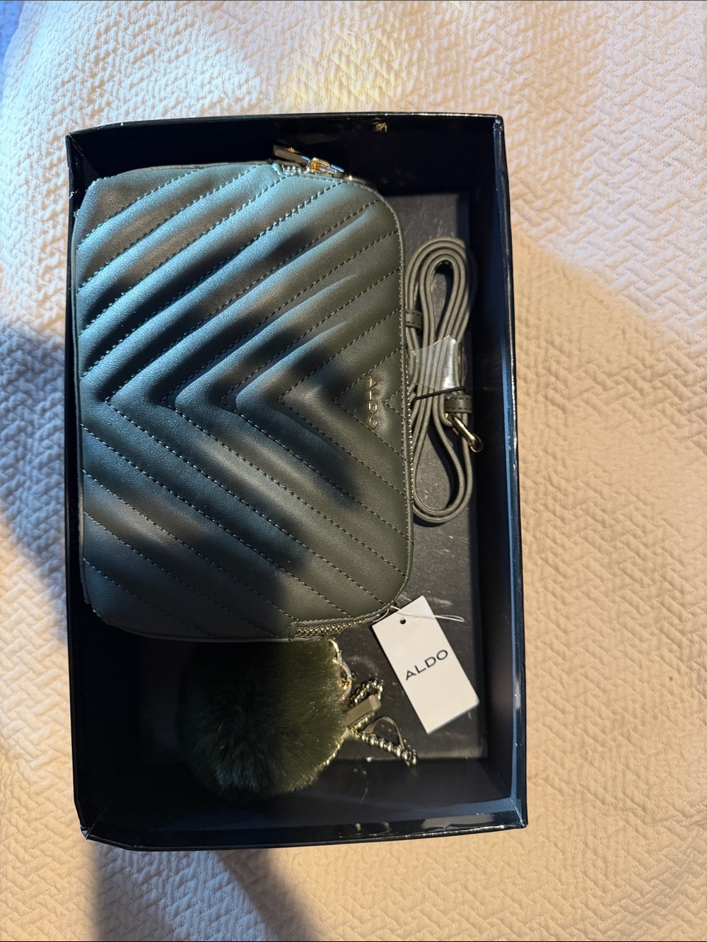 ALDO Aprey Quilted Chevron Crossbody Bag - Olive